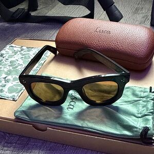 Dark/black Sunglasses with Brown Case (Lesca Lunetier Ogre XL) 46-22